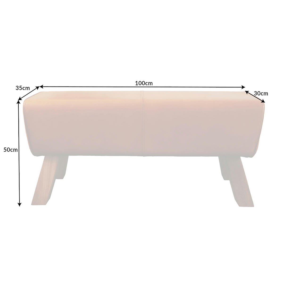 SITZBANK TURNBOCK Mango Echtleder Cognac 100 cm - Braun, Mangoholz/Leder (100/50/35cm) - riess-ambiente