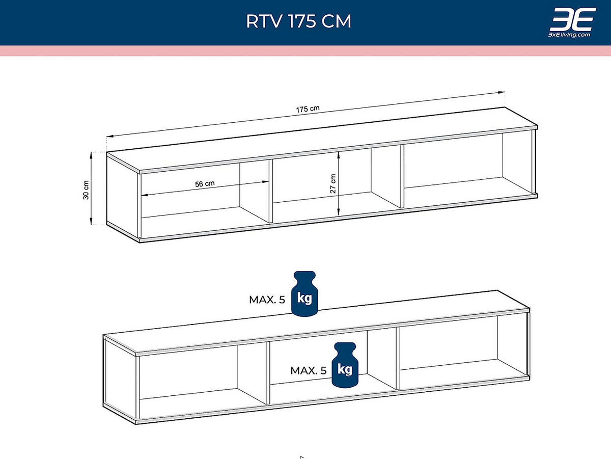 TV-SCHRANK, schwarz mit goldenen Beinen, 175 x 32 x 53 cm, zum Öffnen durch Drücken - Goldfarben/Schwarz, Holzwerkstoff/Metall (175/53/32cm) - 3XE LIVING