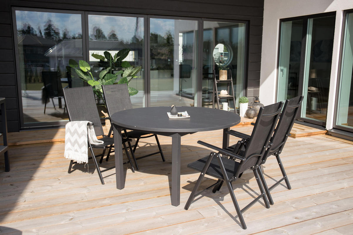 GARTENESSTISCH MARBELLA Schwarz 140x140x74 cm - Schwarz, Metall (140/140/74cm) - FURNLUX