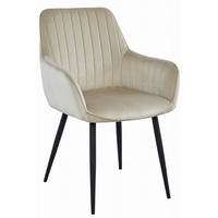 STUHL OSILO 1 Stück, Beige, Schwarz, Schwarze metallische Beine - Beige, Textil/Metall (55/84/46cm) - Komodee