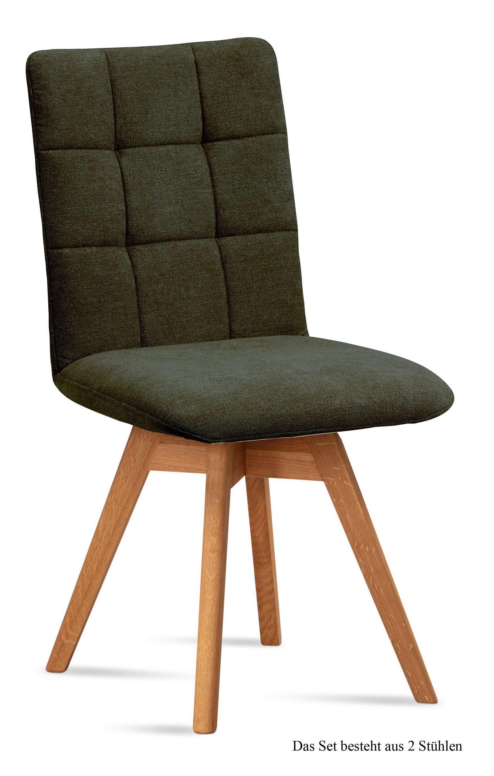 ESSZIMMERSTUHL drehbar (2er-Set) Doria 47x91x60 Eiche geölt/Khaki - Dunkelgrün/Eichefarben, Kunststoff (60/91/47cm) - 58aufmkessel