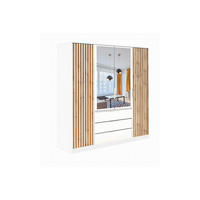 DREHTÜRENSCHRANK LABOO LUX 196/200/58 cm in Weiß mit Lamellen - Weiß, Holzwerkstoff (196/200/58cm) - Deine Möbel 24