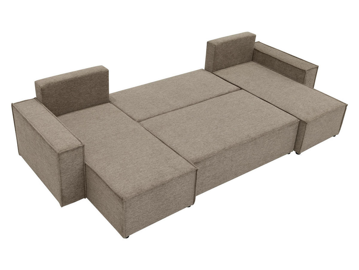 WOHNLANDSCHAFT Karl U - Schwarz/Braun, Holz/Kunststoff (312/82/145cm) - MIRJAN24