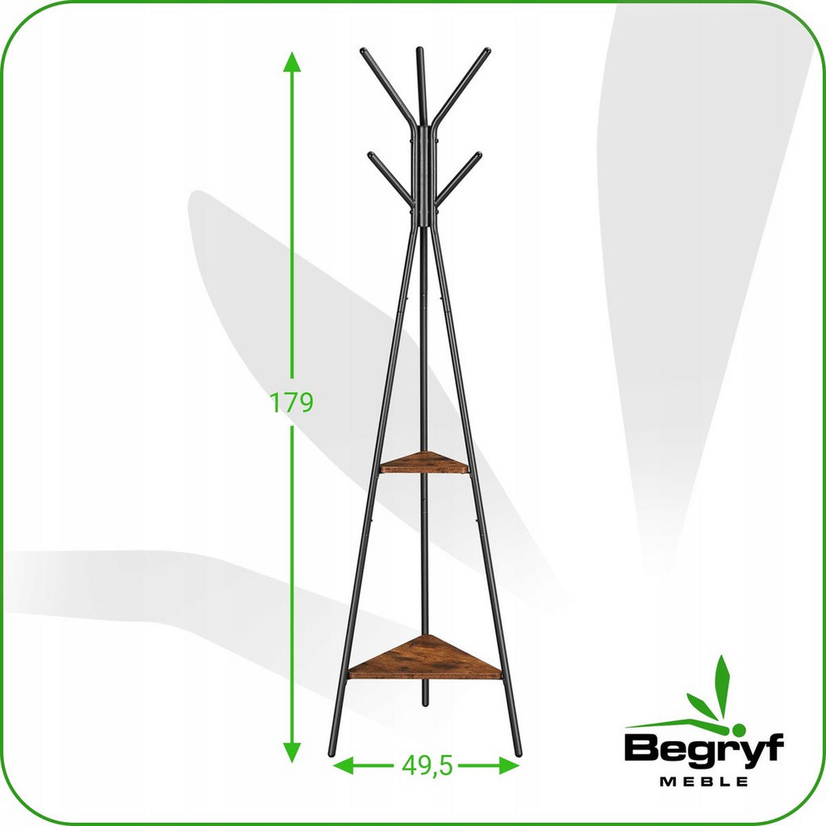 METALLKLEIDERSTÄNDER - Schwarz/Braun, Holz/Metall (49.5/179/49.5cm) - VASAGLE