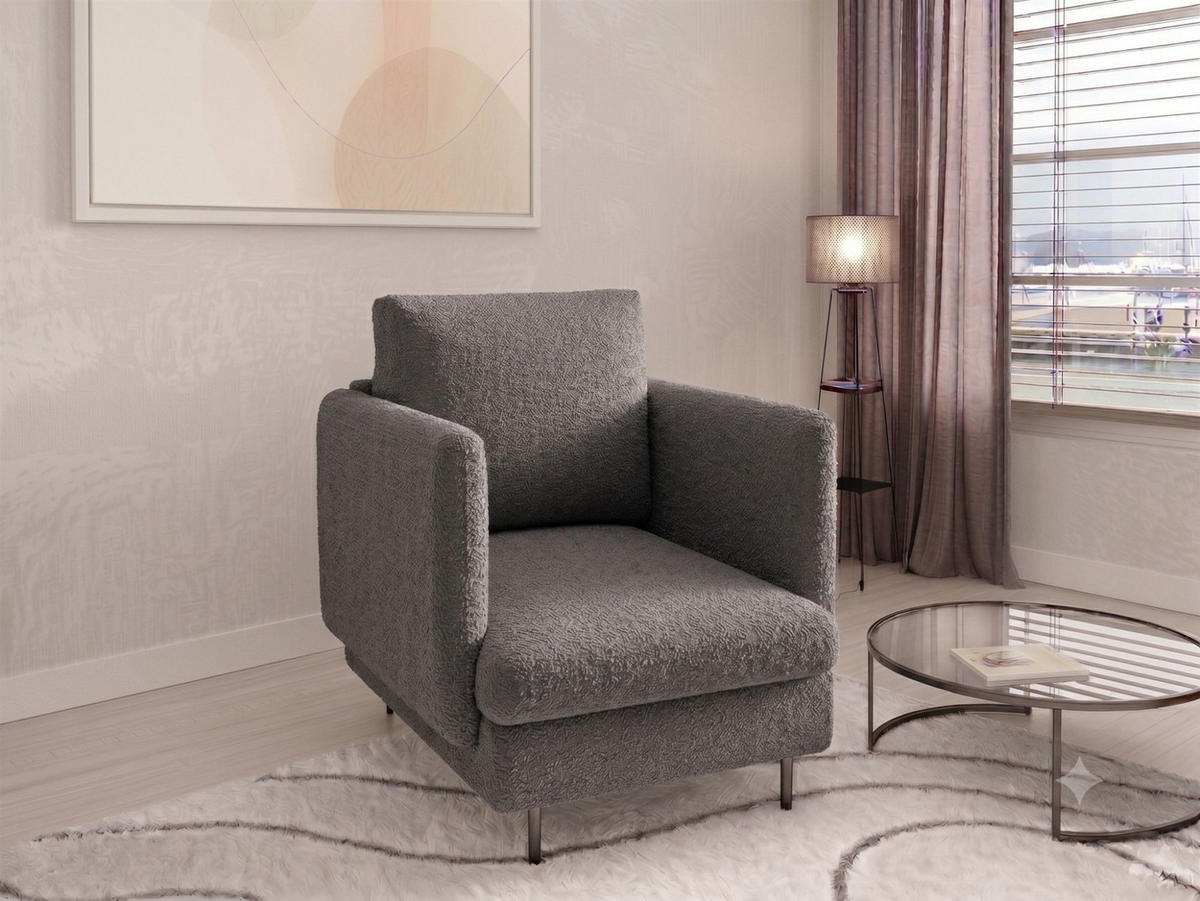 SOFASET Helmer 3-2-1 In Stoff Baloo - Anthrazit, Holzwerkstoff/Textil (226/95/95cm) - Fun Möbel
