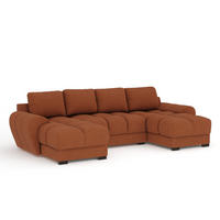 WOHNLANDSCHAFT Peebles Kupferfarbe Webstoff - Schwarz/Kupferfarben, Holz/Holzwerkstoff (330/90/175cm) - Maison de Reve