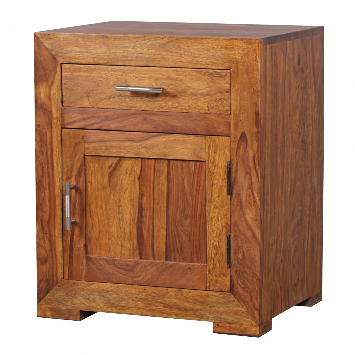 NACHTTISCH Massivholz Schublade Tür Landhausstil, Braun 50x40x60 cm - Braun, Holz/Metall (50/60/40cm) - KADIMA DESIGN