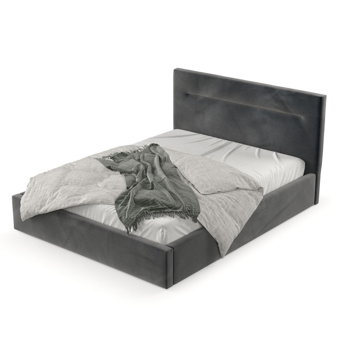 POLSTERBETT Liline 140/200 cm Anthrazit im Paros Stoff - Anthrazit/Schwarz, Holz/Holzwerkstoff (140/200cm) - AltaBeds