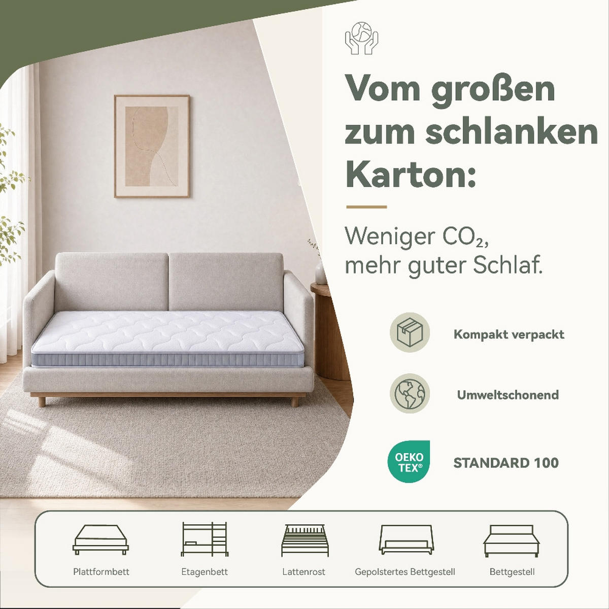 TASCHENFEDERKERNMATRATZE 7-Zonen-System, Härtegrad H3, für Schlafsofas und Klappbetten, 140/200/10 cm - Weiß, Metall (140/200cm) - Rolipo
