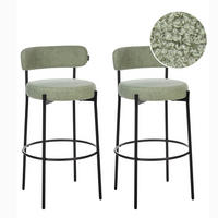 BARSTÜHLEN 2er-Set Bouclé Hellgrün Allison - Grün, Textil (50/97/50cm) - Beliani