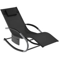 GARTENLIEGE Taya,abnehmbares Kopfpolster, seitliche Aufbewahrungstasche,schwarz - Schwarz, Kunststoff (62/92/142cm) - tectake