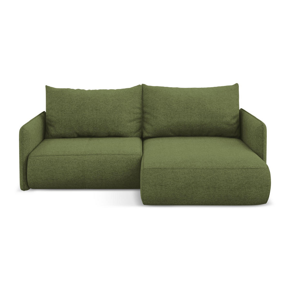 ECKSOFA Rechts mit Schlaffunktion Chenille Stoff Grün - Dunkelgrün/Schwarz, Kunststoff/Textil (207/148cm) - LaMiaSofa