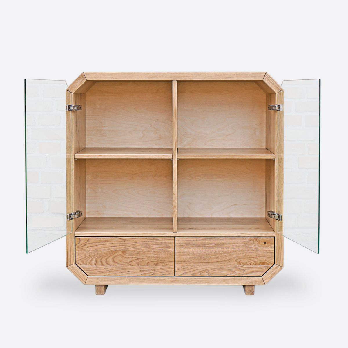 KOMMODE aus Massivholz mit Glas OMNIS - Eichefarben, Holz (100/105/40cm) - Rawood Furniture