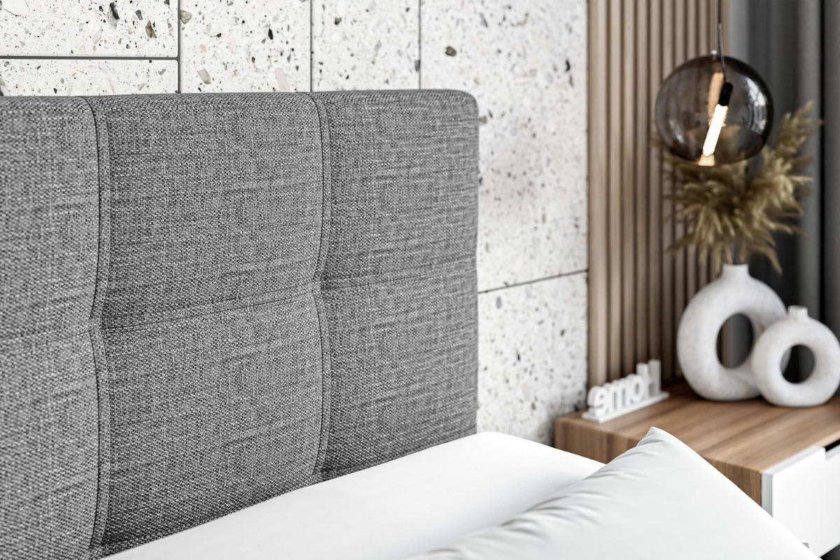 BOXBETT mit Matratze H3 und Lattenrost - MARCE - 90x200 - Links Grau - Grau, Holzwerkstoff (90/200cm) - ALTDECOR