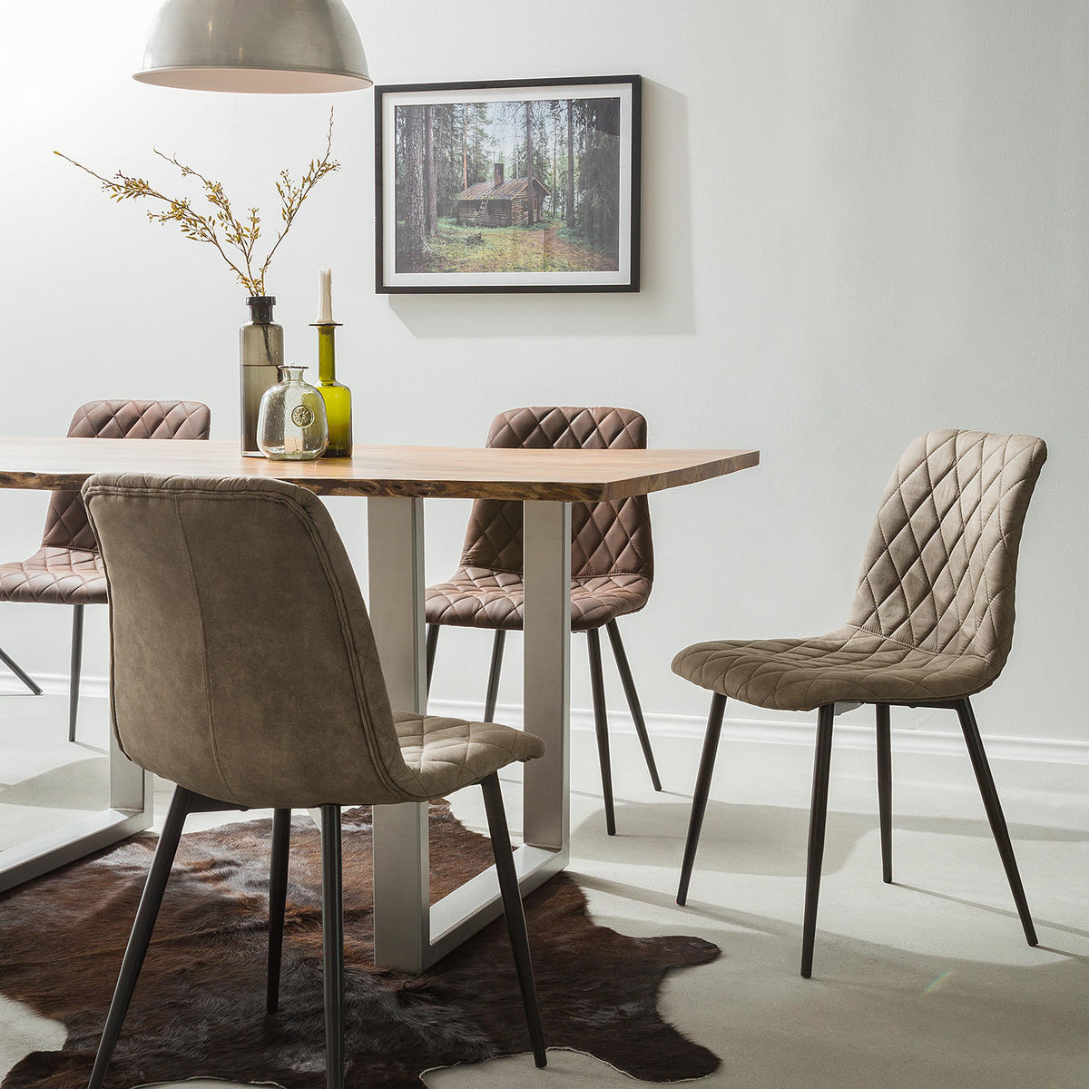 POLSTERSTUHL - Schwarz/Cappuccino, Textil/Metall (45/85/51cm) - home24