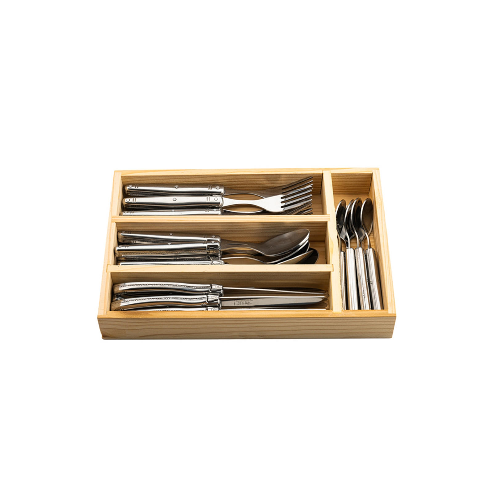 BESTECK-SET Premium Line 24-tlg. aus Edelstahl, mit Besteckkasten aus Holz schwarz - Schwarz, Kunststoff - Laguiole Style de Vie