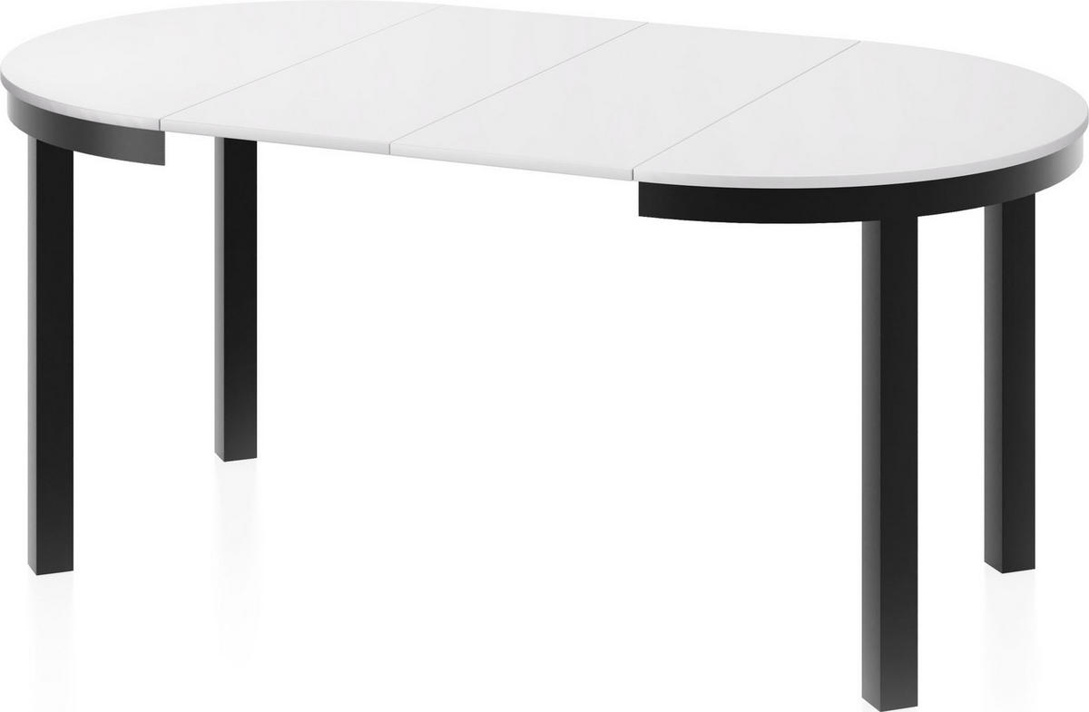ESSTISCH Corin Schwarz runder ausziehbarer, Weiß 100-176/100/76 cm - Schwarz/Weiß, Holzwerkstoff/Metall (100/100/76cm) - WFL GROUP