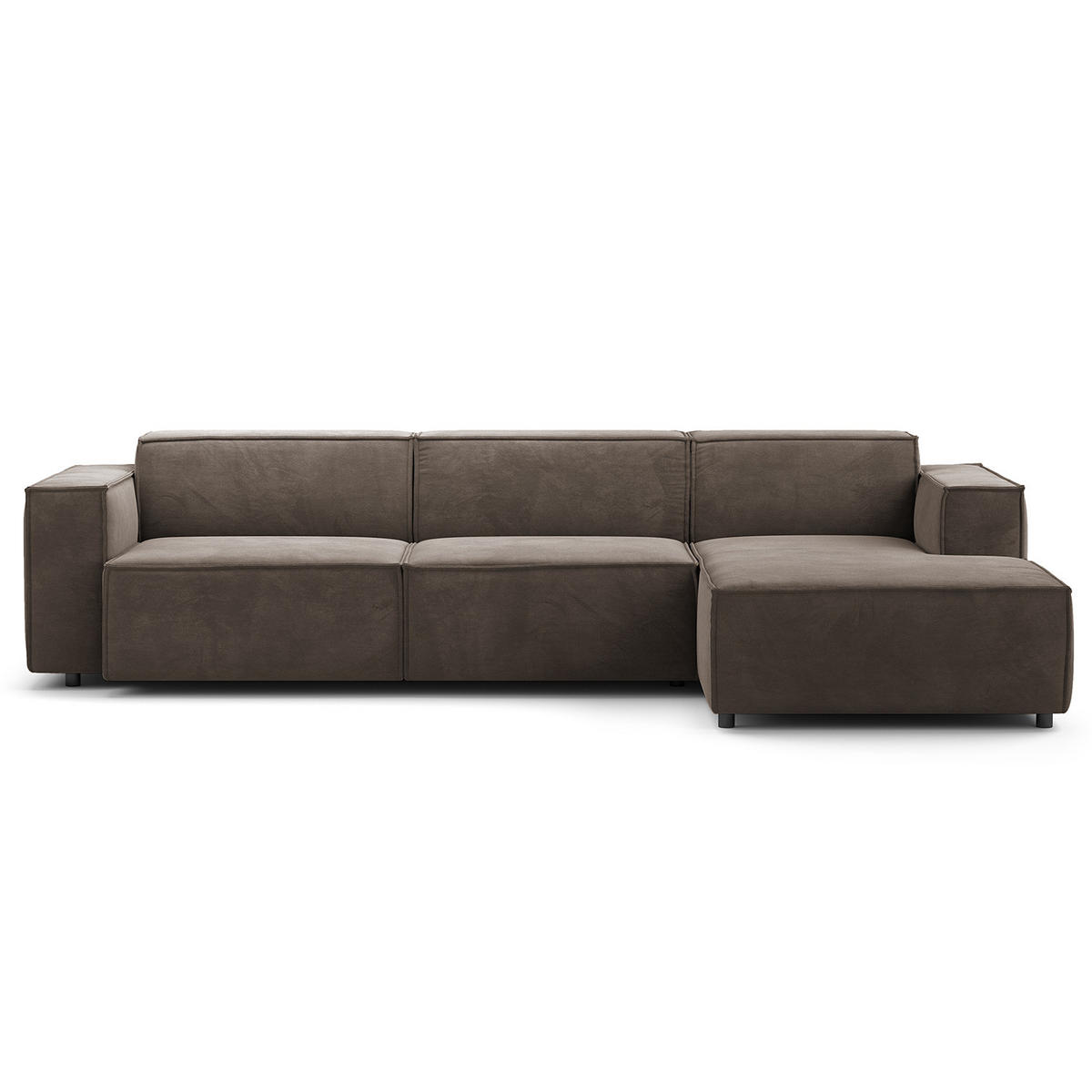 ECKSOFA mit Longchair - Taupe/Schwarz, Kunststoff/Textil (294/177cm) - home24