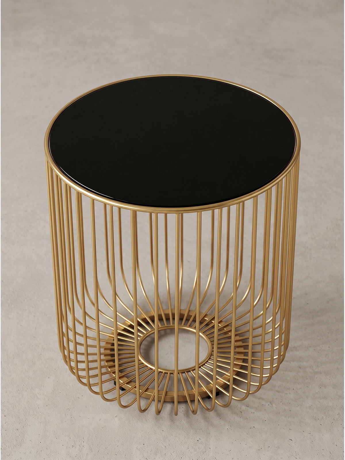 BEISTELLTISCH DENIA, Einscheiben-Sicherheitsglas, Schwarz-Gold, Ø 40 x 47 cm - Goldfarben, Glas/Metall (40/40/47cm) - KADIMA DESIGN