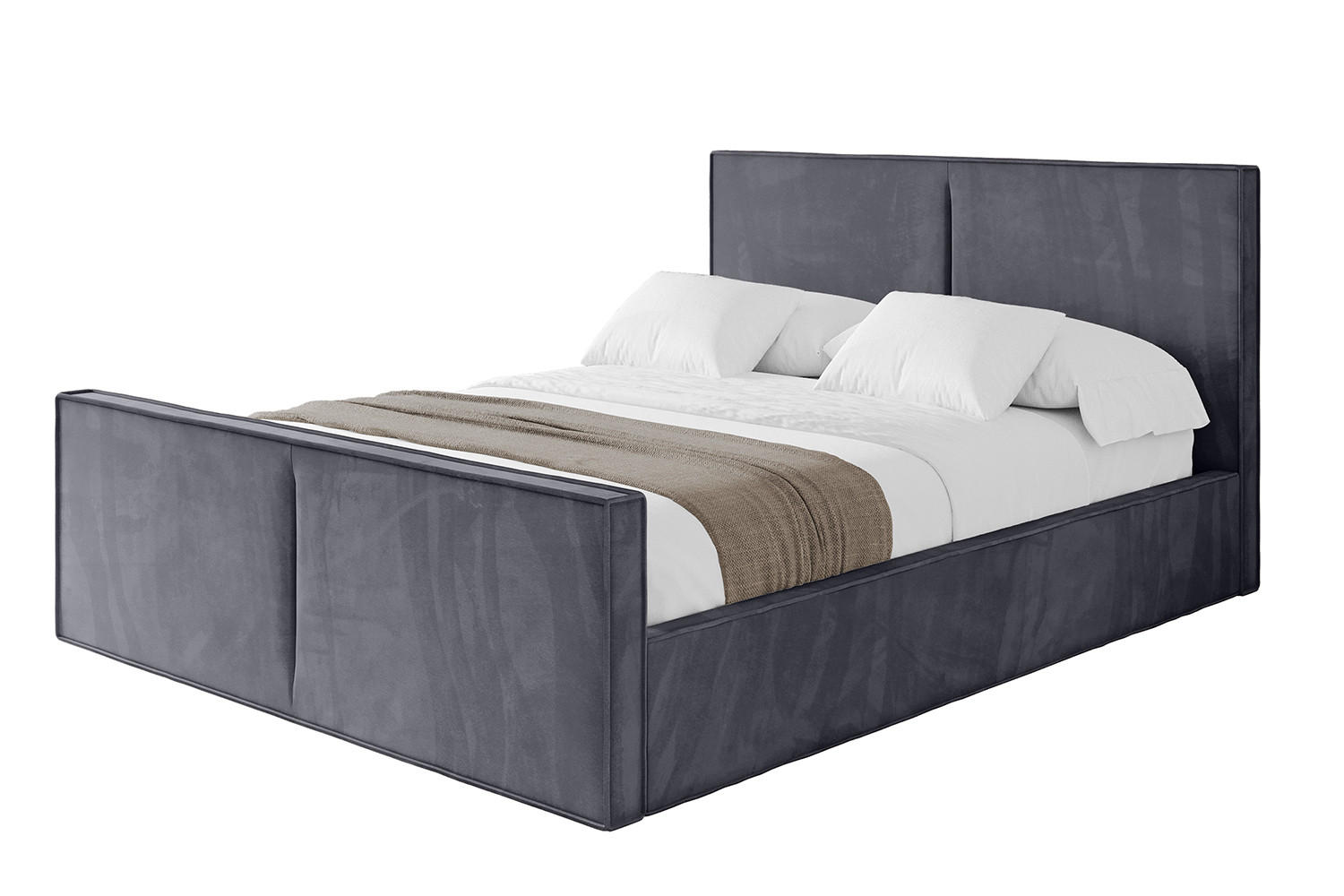 POLSTERBETT mit Bettkasten, Fußteil und Lattenrost, Boxbett ohne Matratze - EMMI-Z 140x200 Dunkelgrau - Dunkelgrau, Holzwerkstoff/Textil (140/200cm) - ALTDECOR