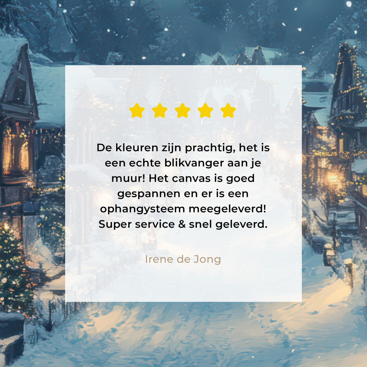 LEINWANDBILD Weihnachtsdorf - Weihnachten - Schnee - Winter Deko Wohnzimmer 20x20 cm - Dunkelblau, Textil (20/20cm) - MuchoWow