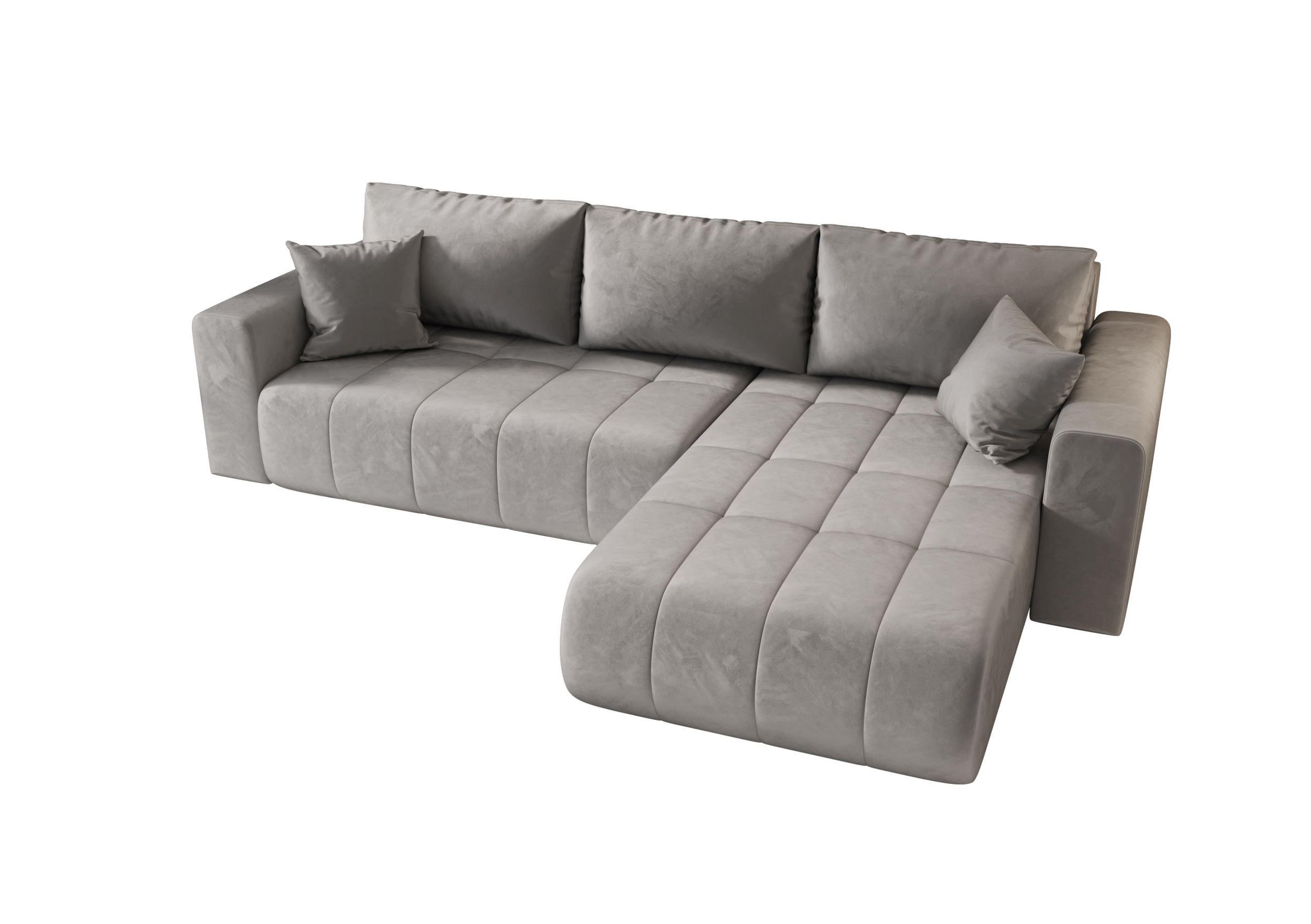 ECKSOFA mit Schlaffunktion MILO R Monolith 84 Rechts - Grau, Textil (280/175cm) - Bedante