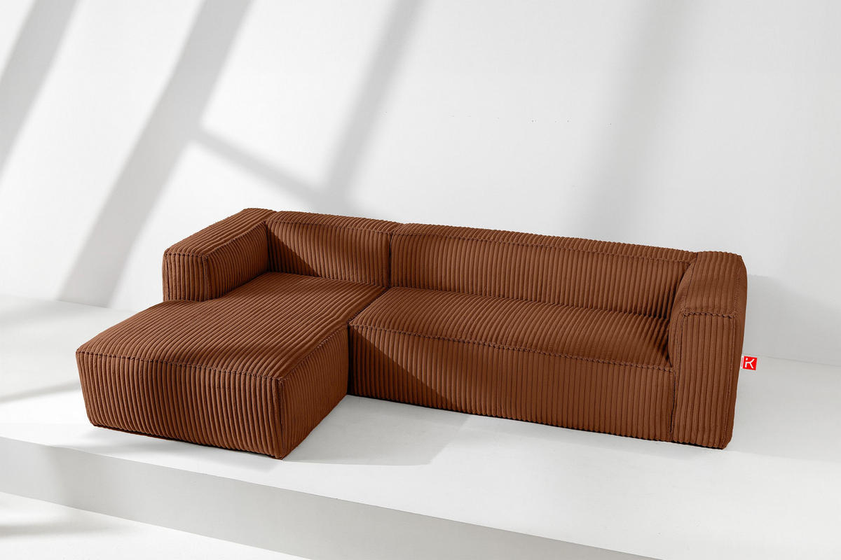 ECKSOFA-LINKS FEROX Modern, Cord-Stoff, rot - Rot, Textil (305/175cm) - KONSIMO®