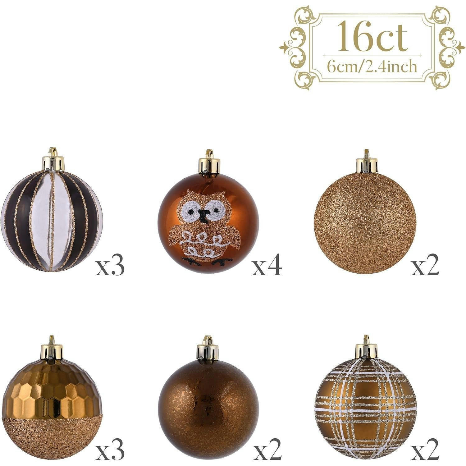 WEIHNACHTSKUGELN 16-teiliges Set 6 cm Bronze/Goldfarben - Multicolor, Kunststoff (6/6/6cm)