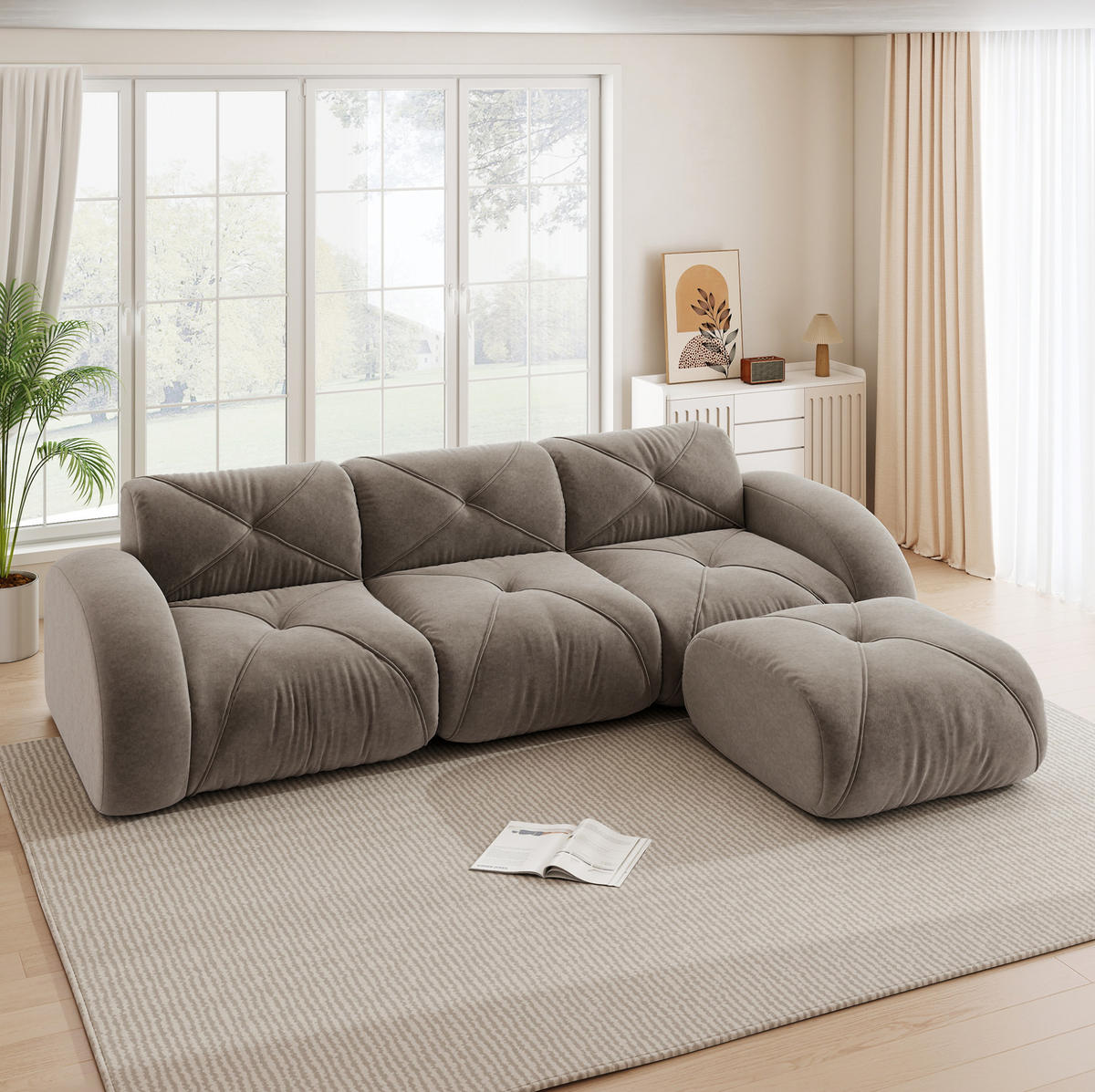 SOFA modular Chenille Braun - Braun, Kunststoff (171/281cm) - Meubliv