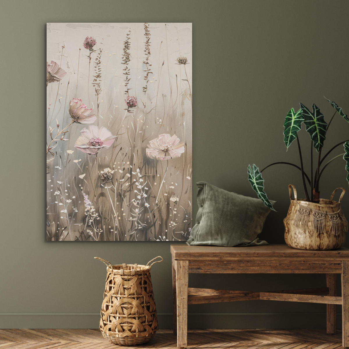 AKUSTIKBILD Blumen - Rosa - Modern - Beige Wanddeko 60x90 cm - Beige, Kunststoff (60/90/0.9cm) - MuchoWow