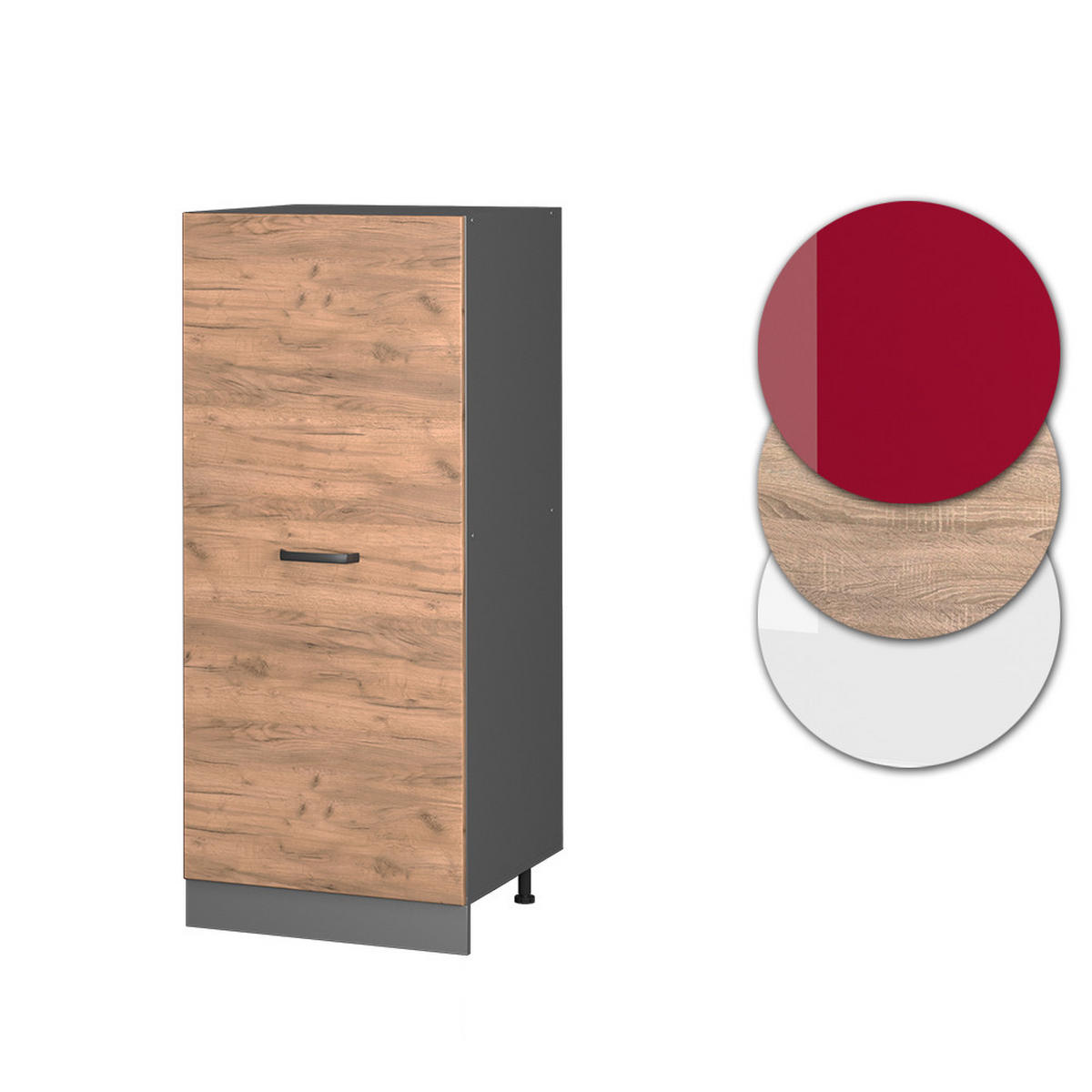 HOCHSCHRANK R-Line Goldkraft Eiche 60 cm - Anthrazit/Eiche Wotan, Holzwerkstoff (60/143/57cm) - Vicco
