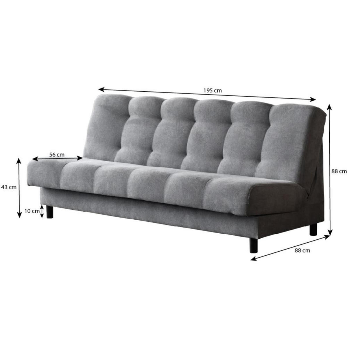 3-SITZER SOFA Simon hellgrau - Hellgrau, Textil (195/88/88cm) - Beautysofa