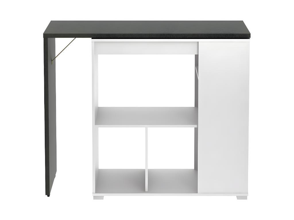 SPARSET Hausbar: Barmöbel SATURNE + 2 Barhocker CALAS - Weiß - Grau, Holz (45/100/172cm) - Vente-Unique