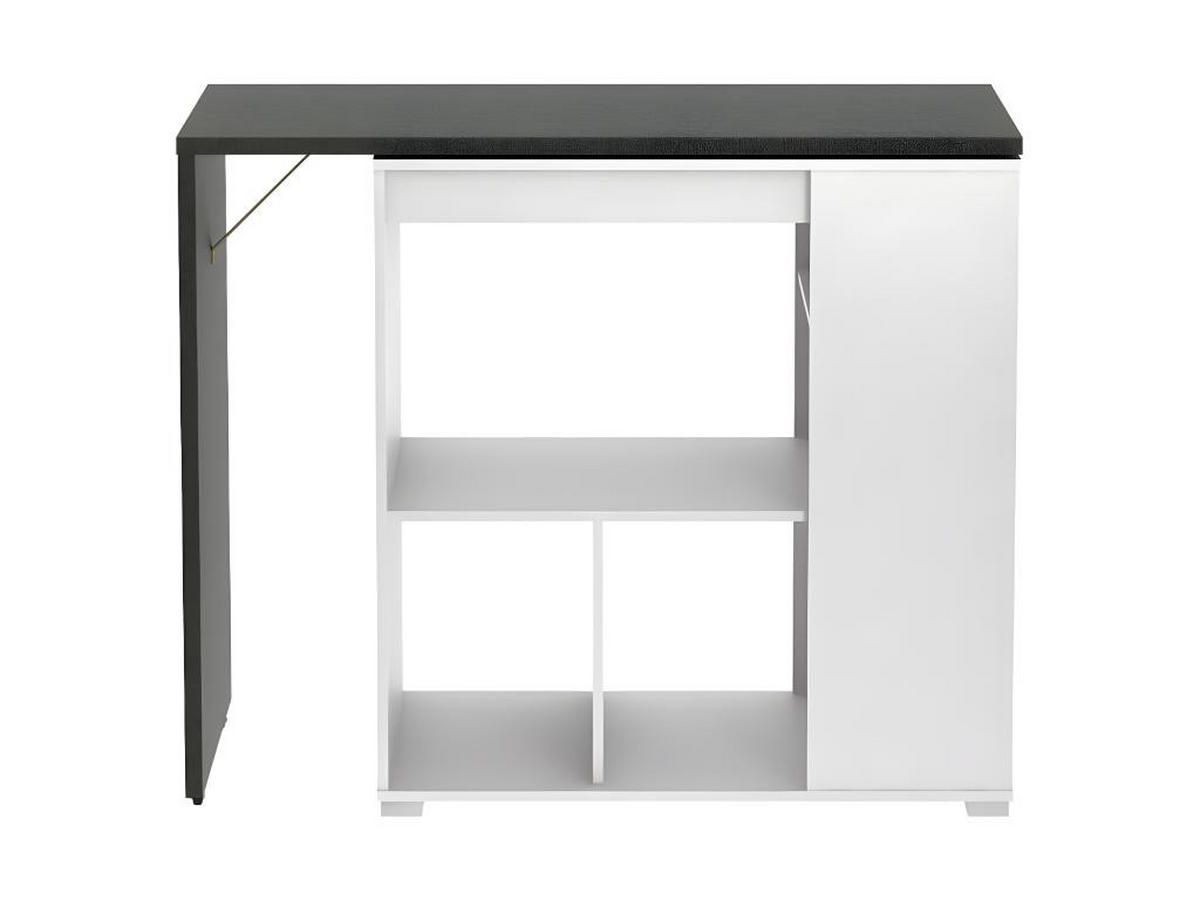 SPARSET Hausbar: Barmöbel SATURNE + 2 Barhocker CALAS - Weiß - Grau, Holz (45/100/172cm) - Vente-Unique