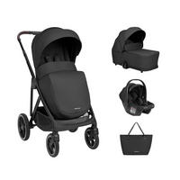 KOMBIKINDERWAGEN Chiara 3 in 1 schwarz Babyschale, Babywanne, faltbar, Tasche - Schwarz, Metall (95/58/108cm) - Kikka boo