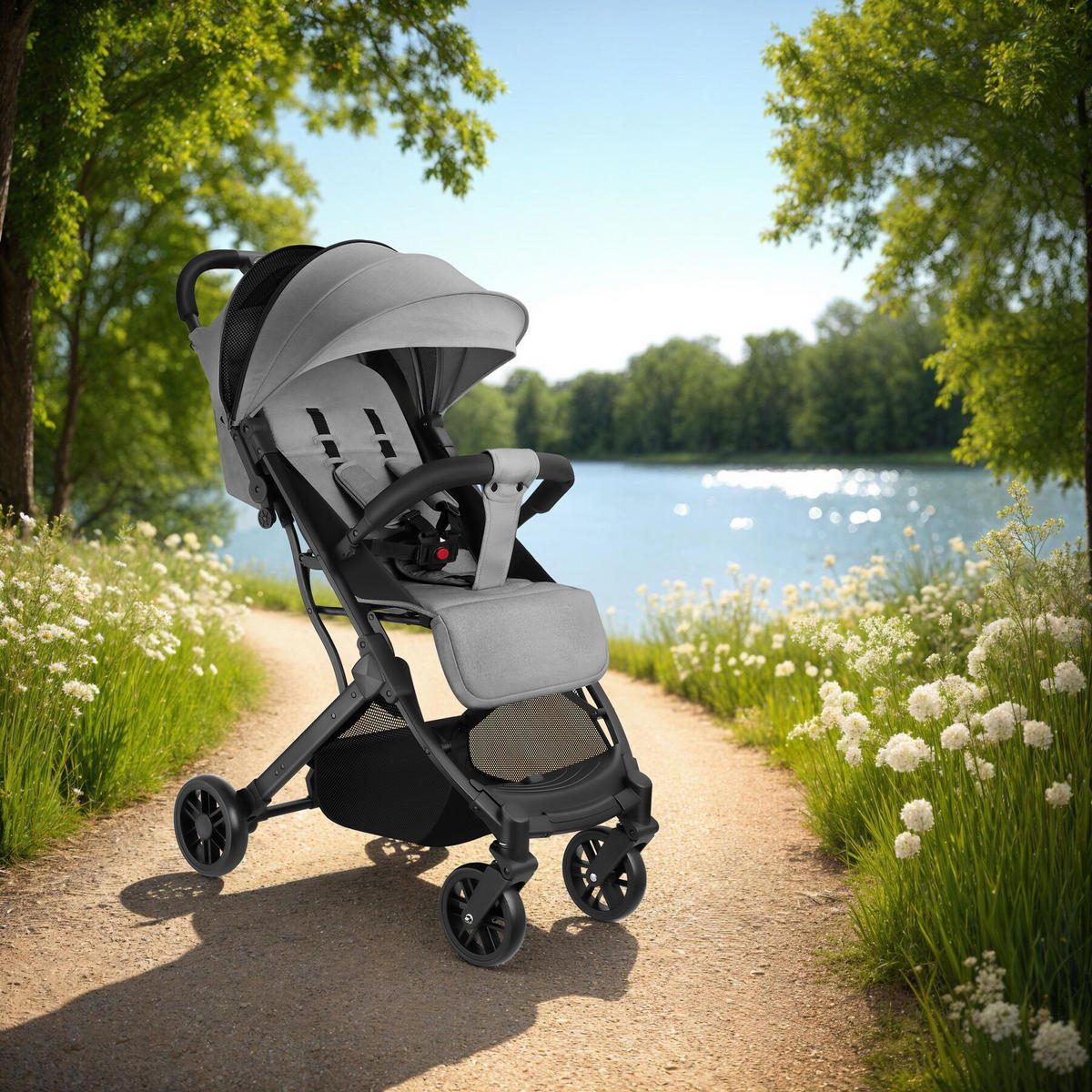 BUGGY-KINDERWAGEN Finn, für 0 bis 36 Monate geeignet, Belastbarkeit 15 kg, grau - Grau, Textil (95/51/105cm) - tectake