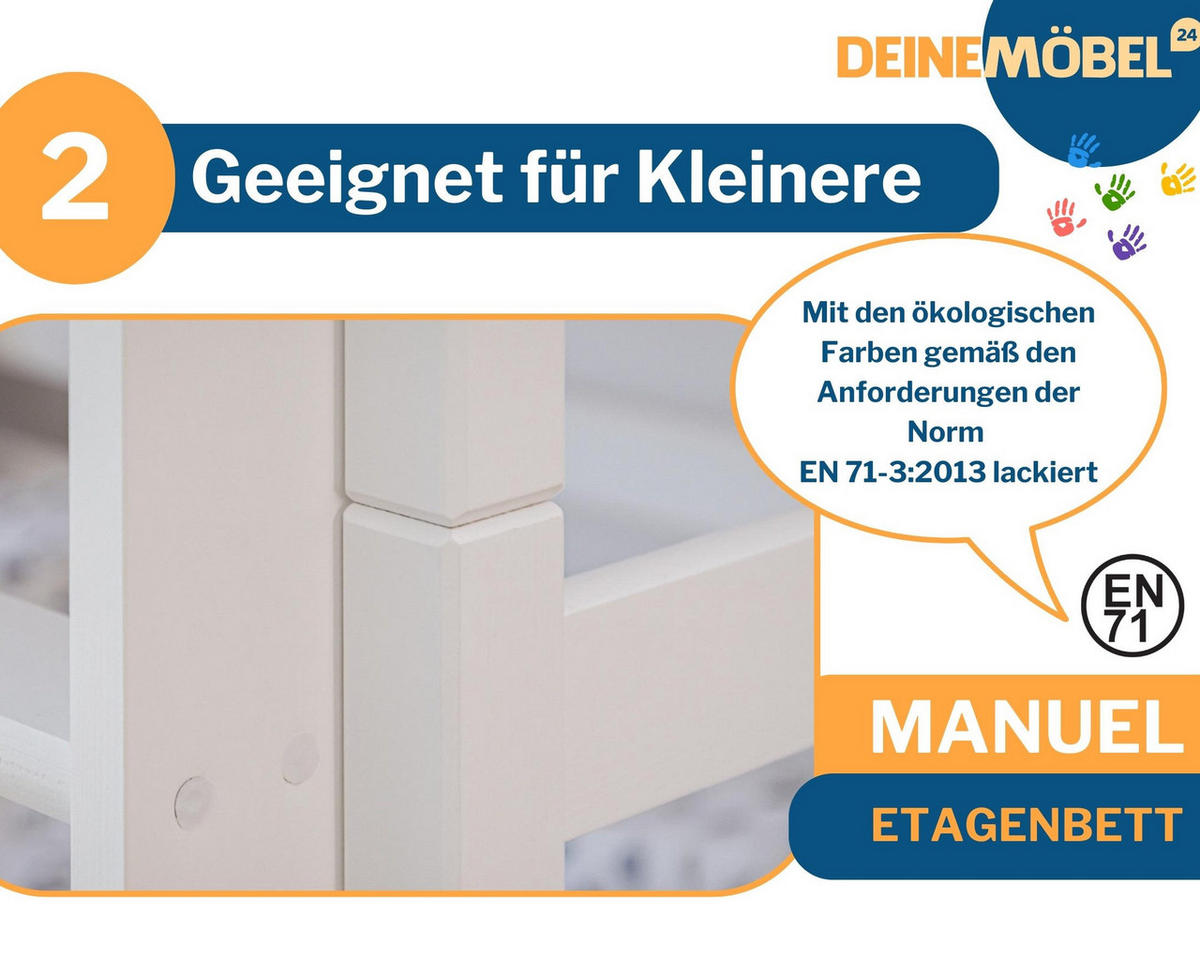 ETAGENBETT MANUEL 90X200 GRAU - Grau, Holz (90/200cm) - Deine Möbel 24