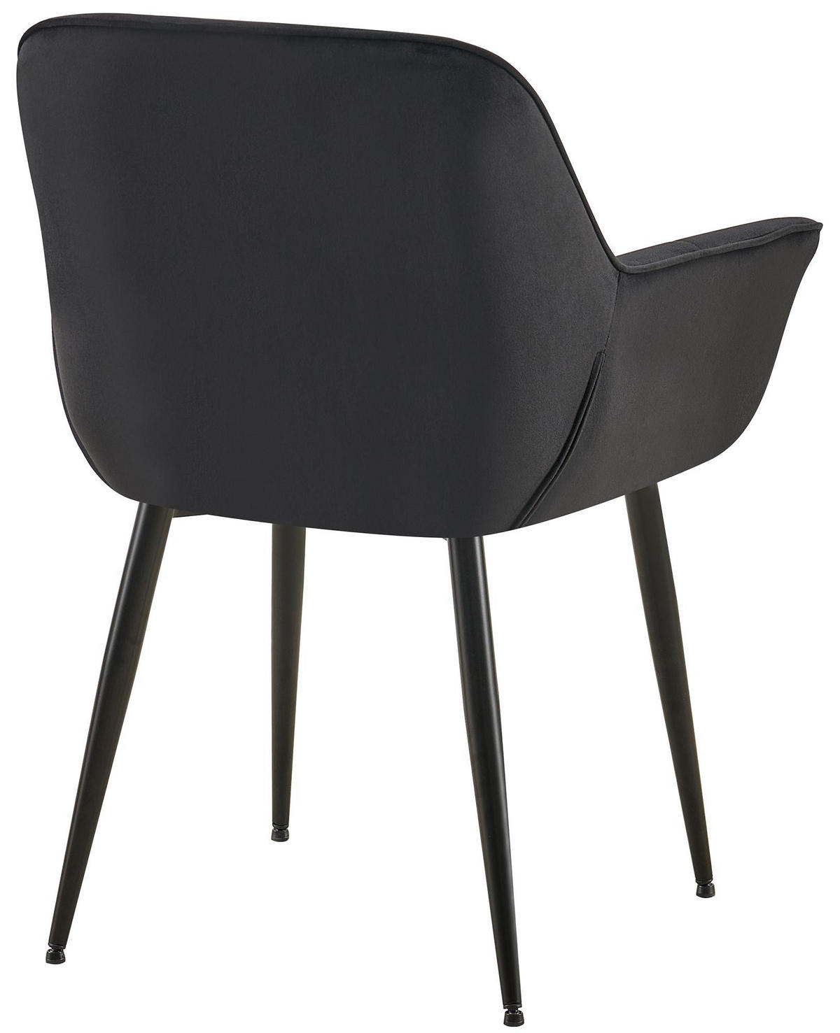 ARMLEHNENSTUHL 2er Set Samt schwarz - Schwarz, Textil/Metall (65/85/58cm) - CLP