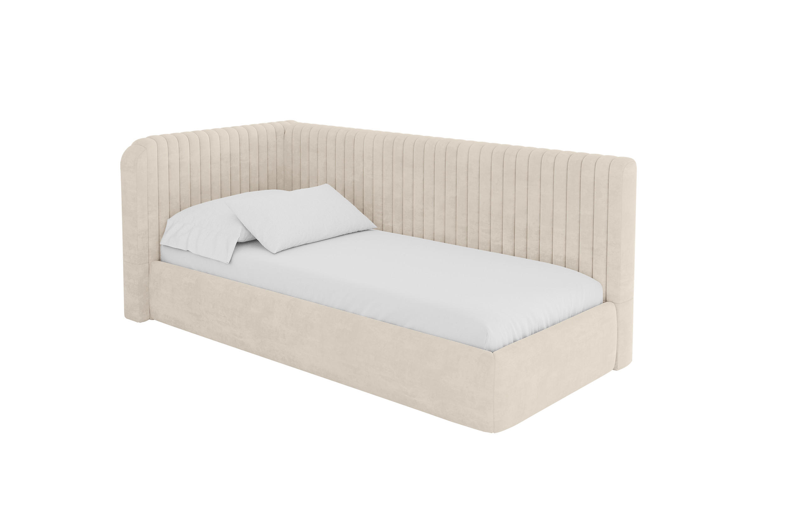 ALTDECOR JEDNOLŮŽKOVÁ POSTEL pro mládež s úložným prostorem, vpravo - AURY 90x200 béžová