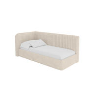 EINZELLBETT Jugendbett mit Bettkasten und Matratze H3/H4, Rechts - AURY 80x200 Beige - Naturfarben, Holzwerkstoff/Textil (80/200cm) - ALTDECOR