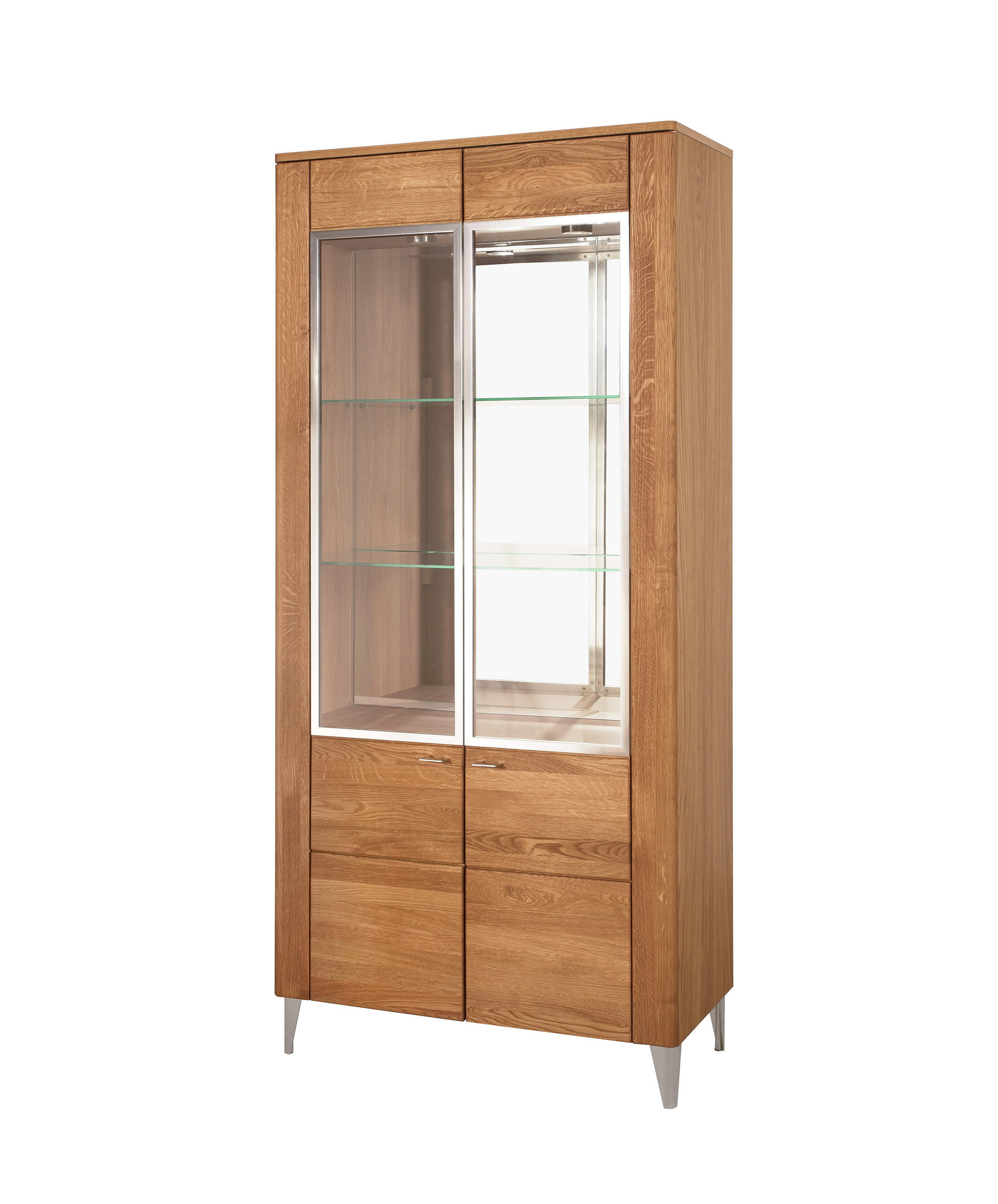 STANDVITRINE Latina Honig Eiche 90 / 42 / 200cm - Honigeiche/Braun, Holz/Metall (90/200/42cm) - Feldmann-Wohnen