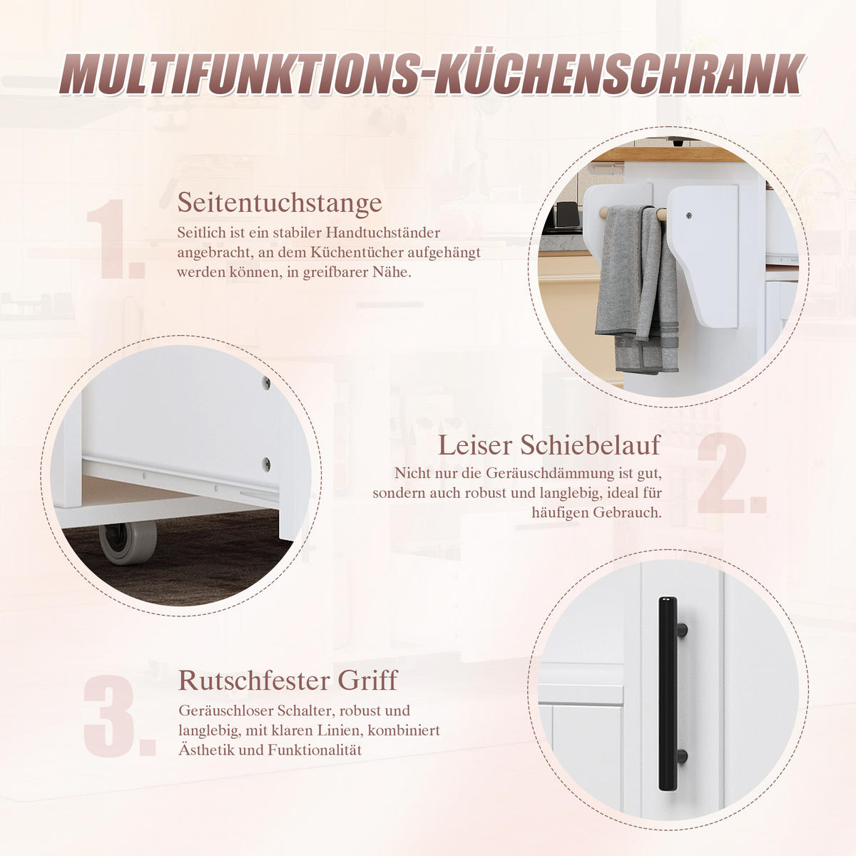 KÜCHENINSEL Weiß 120/71/90 cm - Weiß, Holzwerkstoff (120/90/71cm) - PANGIVO
