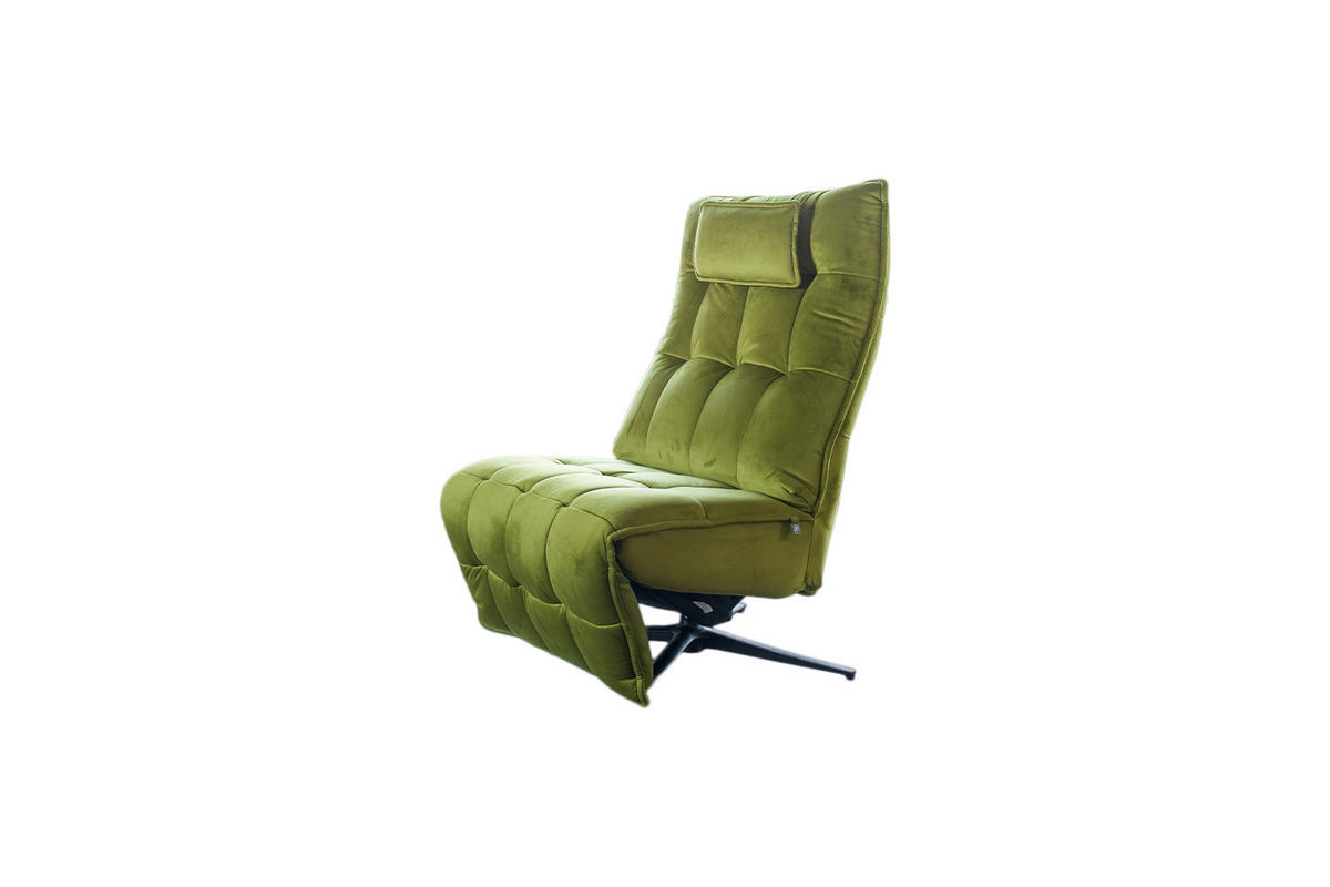 RELAXSESSEL MIKO Grün Velvet - Schwarz/Grün, Textil/Metall (75/115/94cm) - KAWOLA