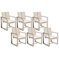 GARTENSTUHL 6er Set Heller Holzfarbton Azzanello - Hellbraun/Weiß, Holz (63/90/61cm) - Beliani
