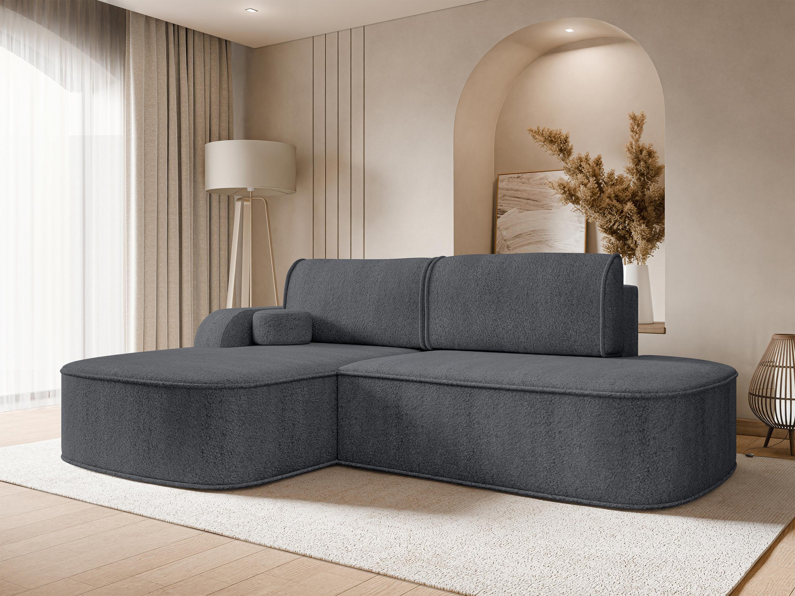 Thumbnail - Mirjan24 Ecksofa, Dunkelgrau, Textil, 4-Sitzer, Ottomane links,L-Form, 256x177 cm, Wohnzimmer, Sofas & Couches, Wohnland...