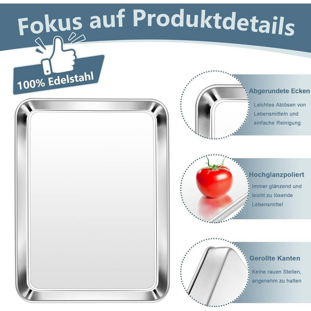 BACKBLECH 2-teiliges Set Edelstahl 23,7x17,7x2,5cm - Silberfarben, Metall (23.7/2.5/23.7cm)