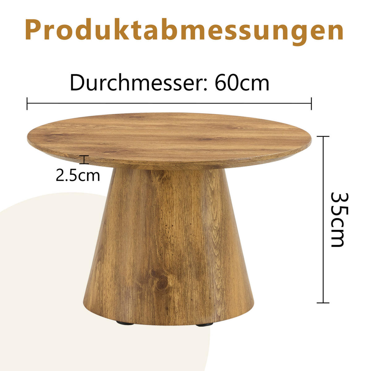 KONFERENČNÍ stolek 60/60/35 cm hnědý z MDF s dekorem dřeva - přírodní, kompozitní dřevo (60/60/35cm) - OKWISH