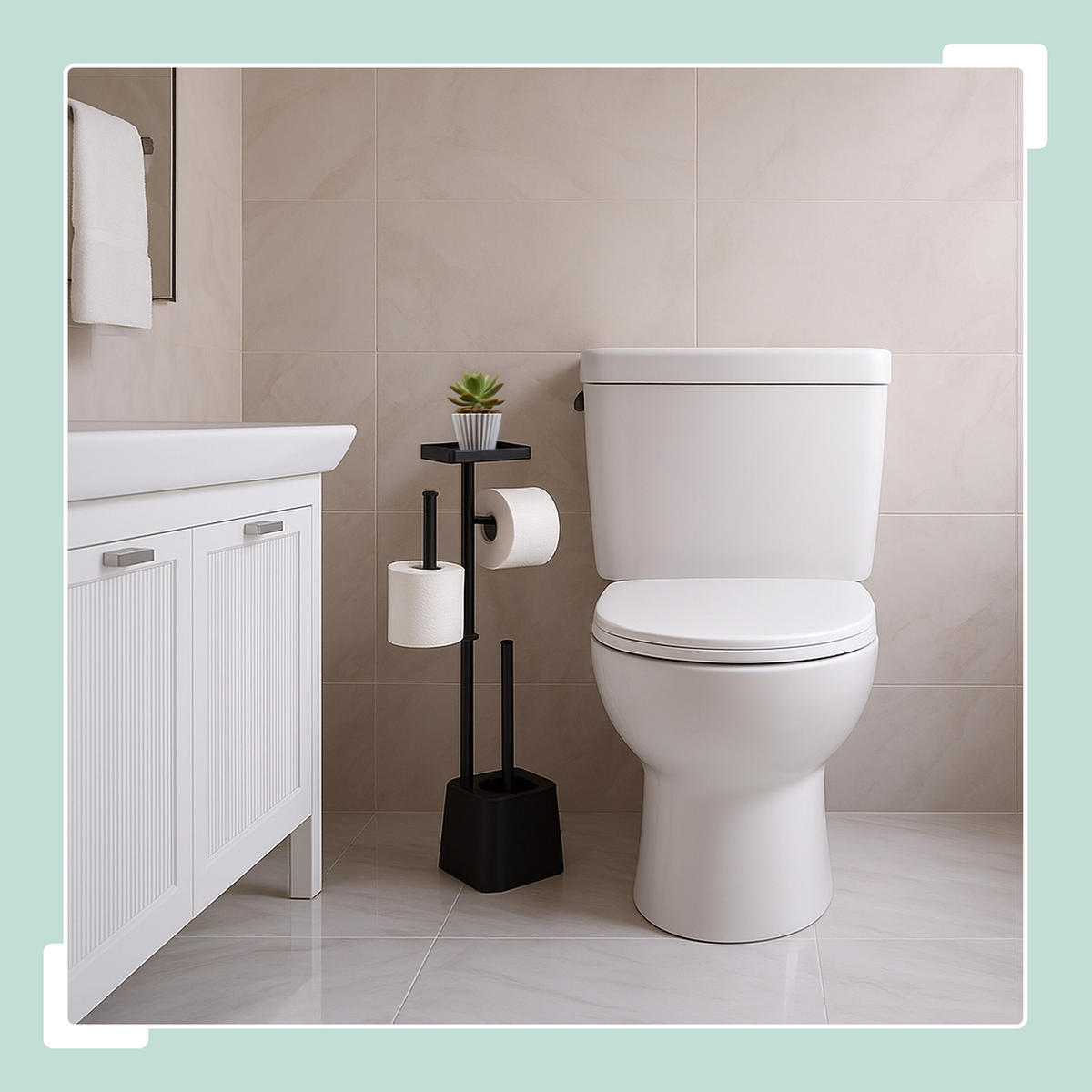 WC-GARNITUR - Weiß, Kunststoff/Metall (29/65.5/11.5cm) - Relaxdays