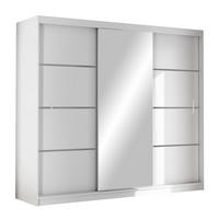 SCHWEBETÜRENSCHRANK NASUS 250/215/61 cm 3-türig mit Spiegel Weiß - Weiß, Holzwerkstoff (250/215/61cm) - MASSENO