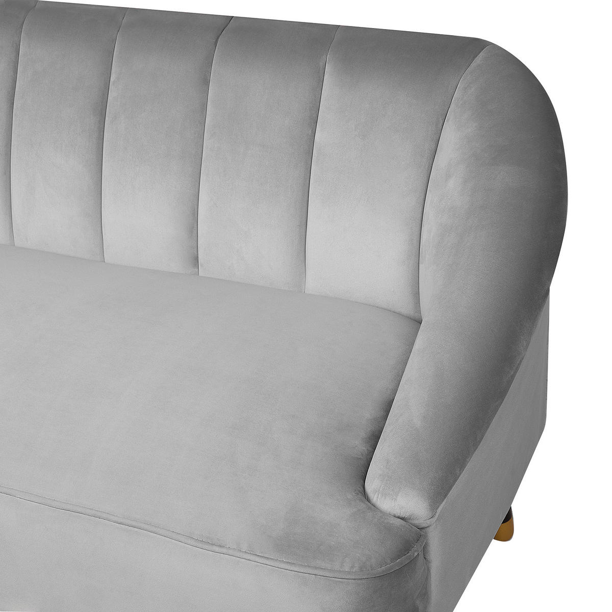 3-SITZER-SOFA Samtstoff Hellgrau Alsvag - Hellgrau, Textil (191/73/73cm) - Beliani